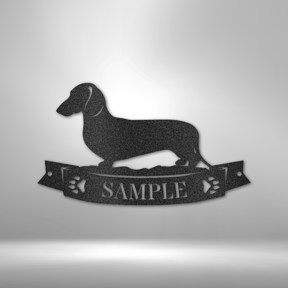 Dachshund Banner Monogram - Steel Sign