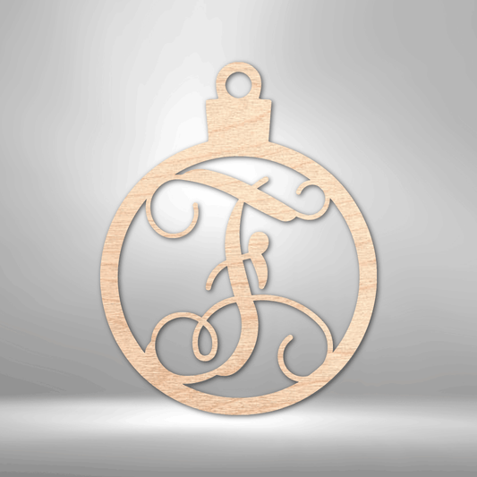 Fancy Vine Monogram - Wood Ornament