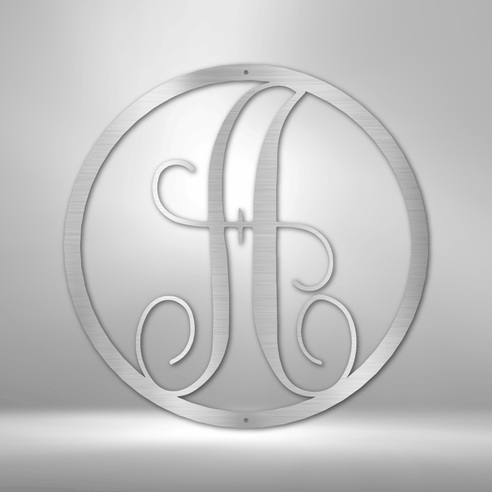 Fancy Initial Circle Monogram - Steel sign