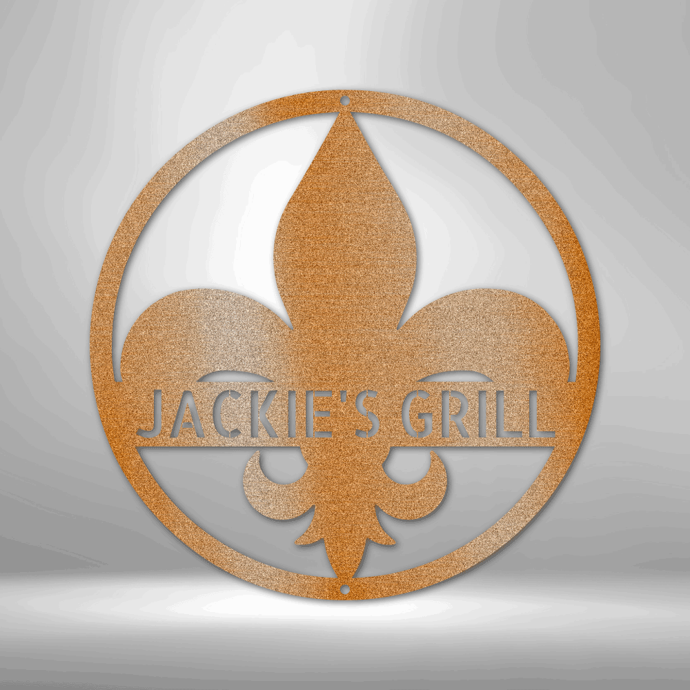 Fleur De Lis Monogram - Steel Sign