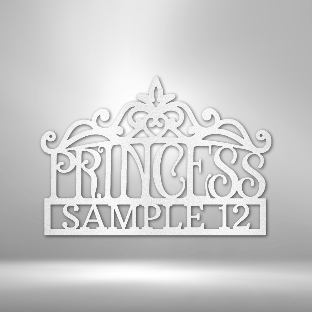 Princess Crown Monogram - Steel Sign