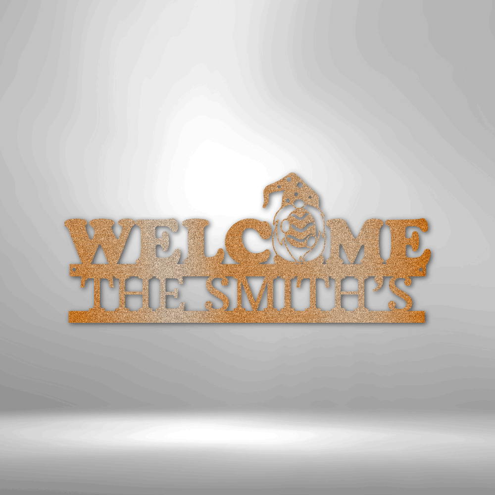 Welcome Gnome Monogram - Steel Sign