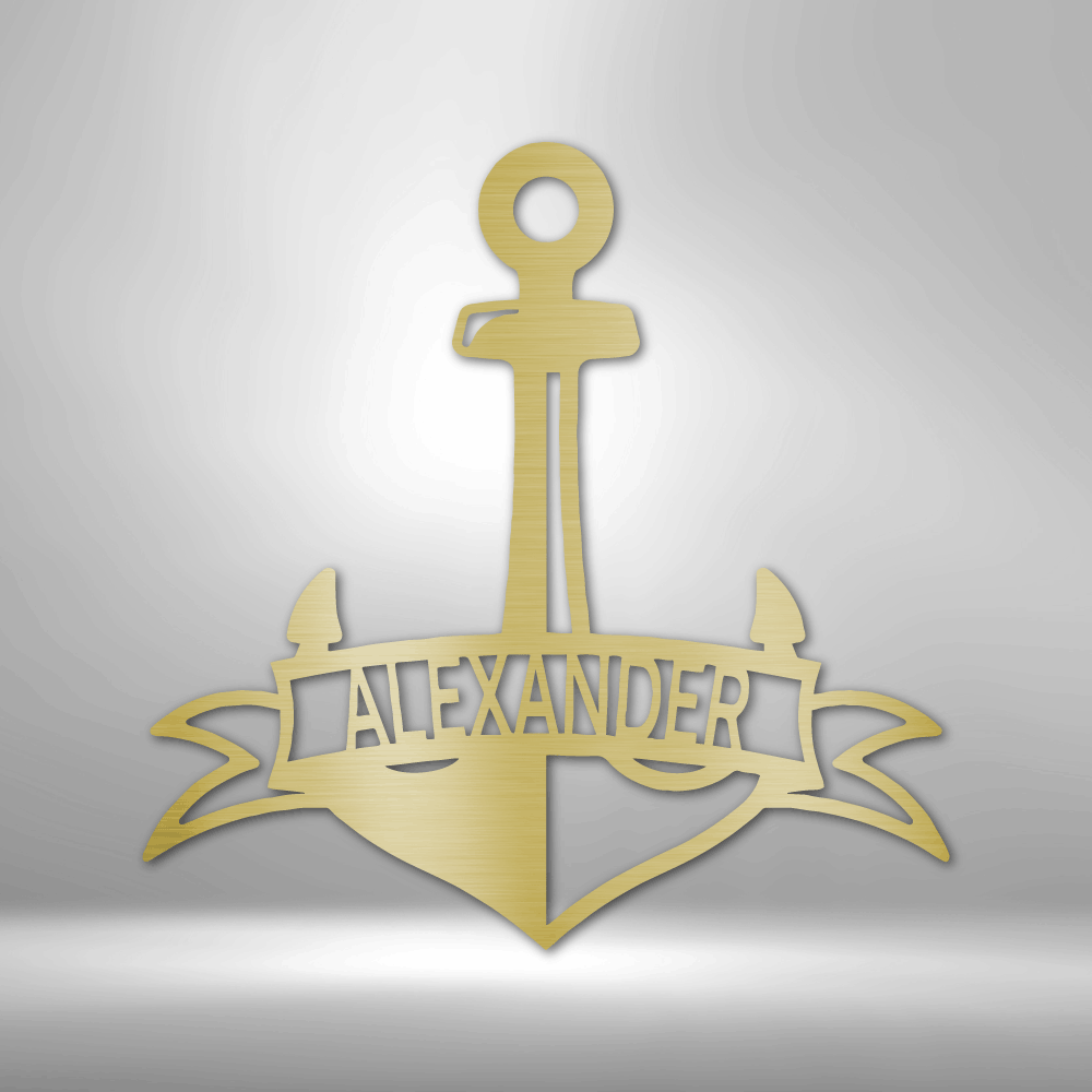 Fancy Anchor Banner - Steel Sign